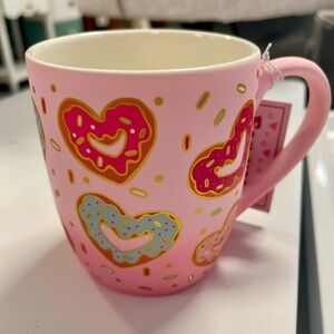 Valentine’s Day Heart  Donuts & Sprinkles Pink Smooth Matte Soft Touch Mug NWT